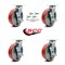 Service Caster 8 Inch Red Poly on Cast Iron Caster Set with Ball Bearings and Brake/Swivel Lock SCC-30CS820-PUB-RS-TLB-BSL-4 - alternate 3